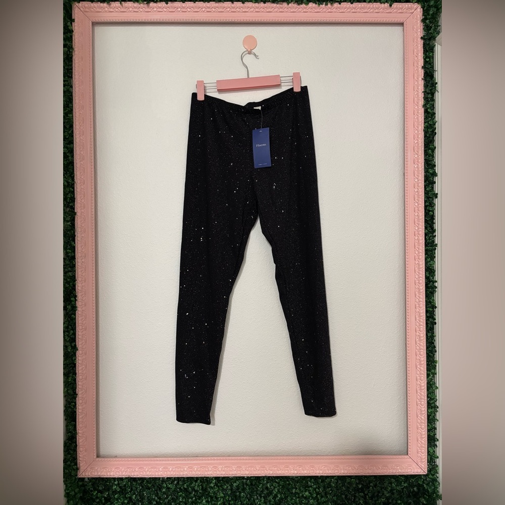 NWT Floerns Women's Glitter Shiny Leggings - size L